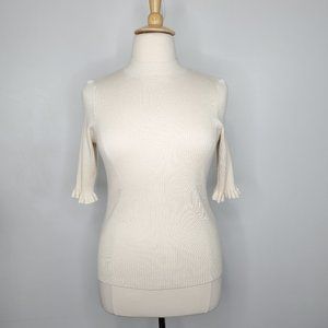 Anna Rose Classic Stretchy Ribbed Knit Cream High Neck Sweater Top NWT Size XL